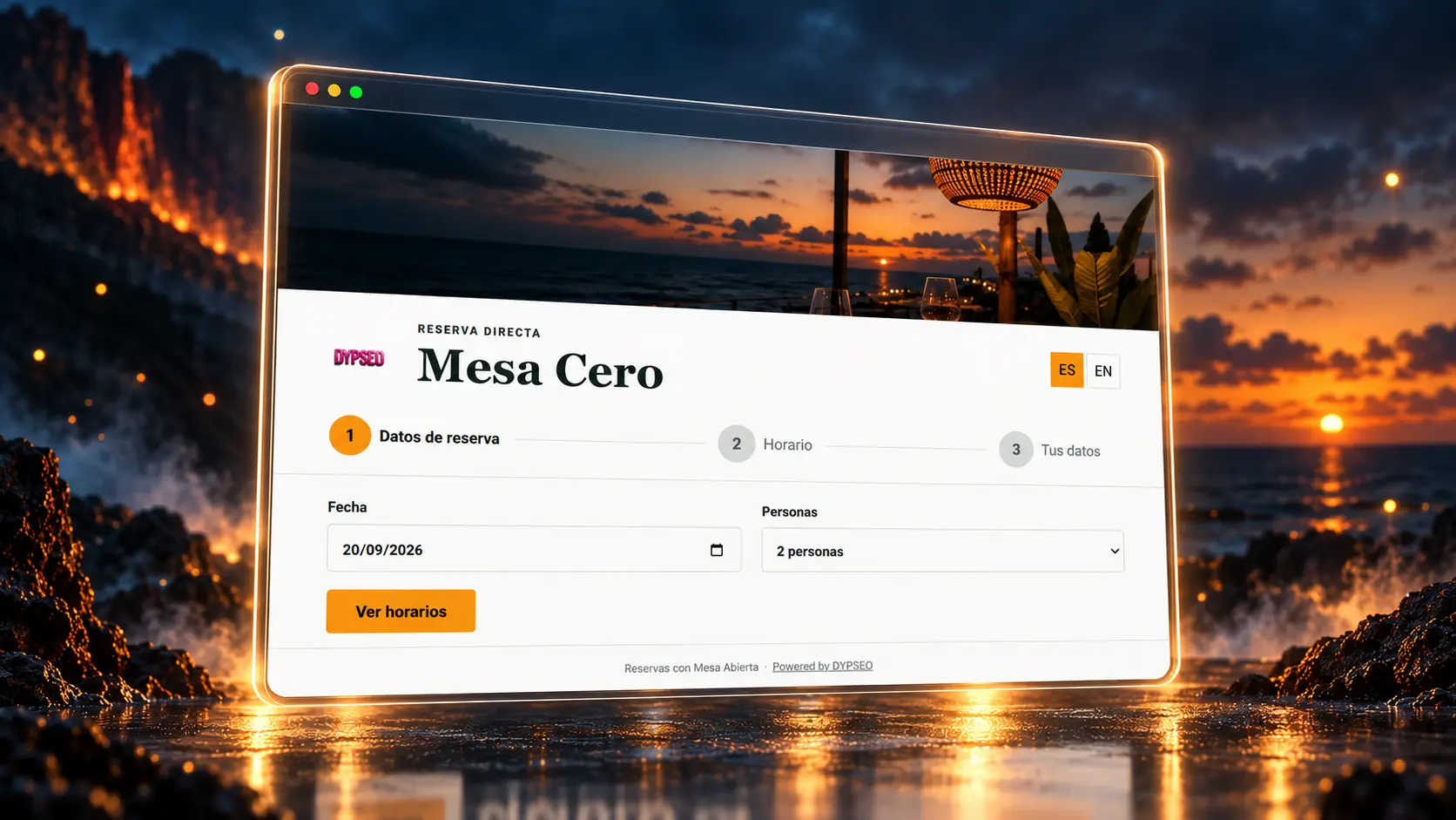 Página de reservas de Mesa-Abierta
